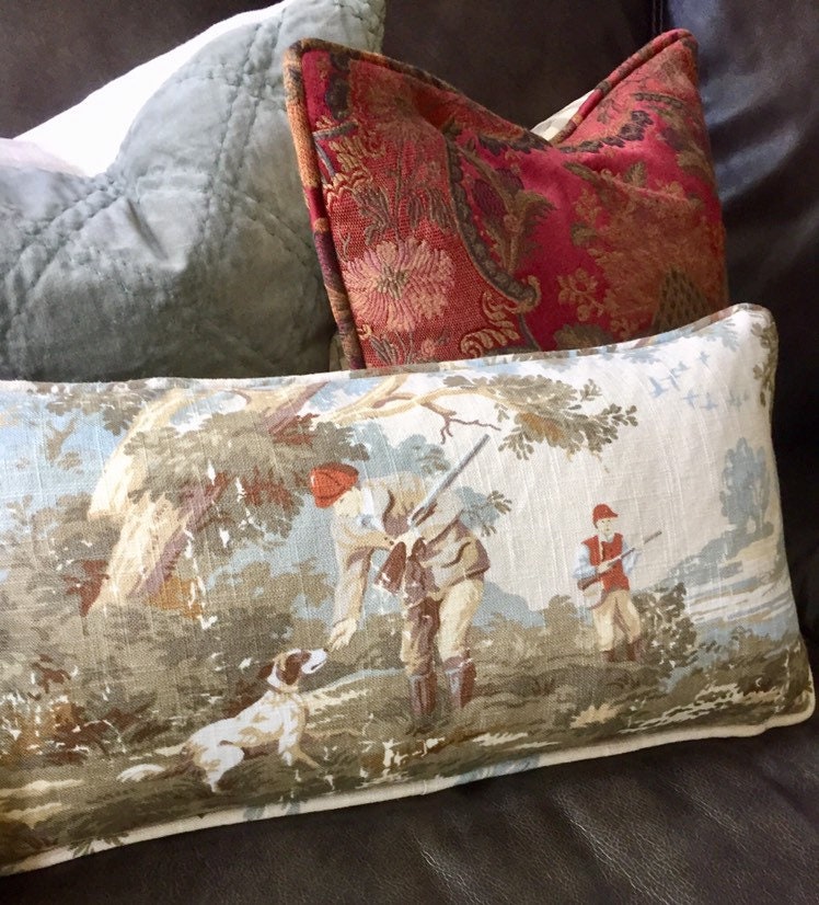 Hunt Scene Dog Toile Pillow Cover