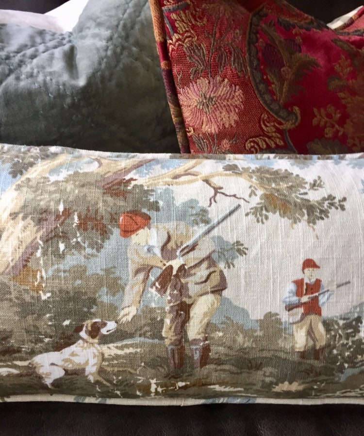 Hunt Scene Dog Toile Pillow Cover