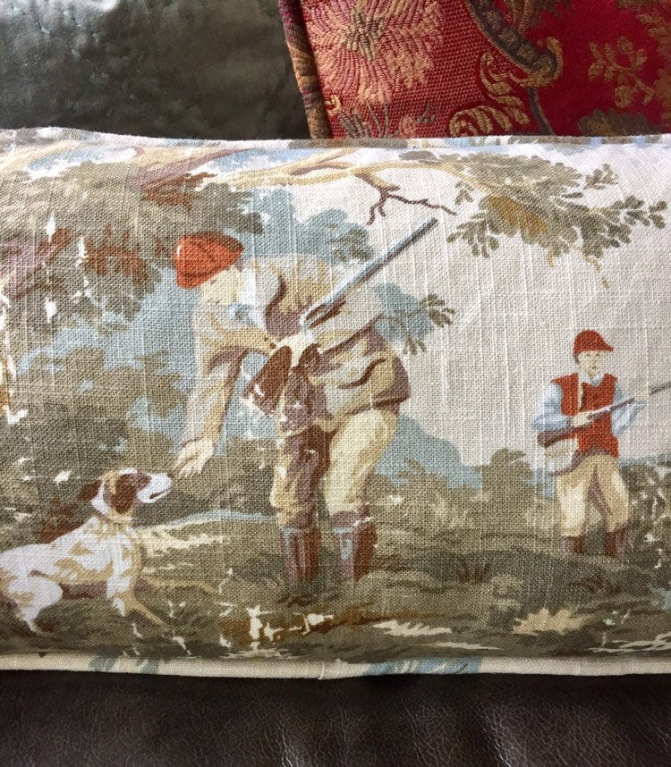 Hunt Scene Dog Toile Pillow Cover