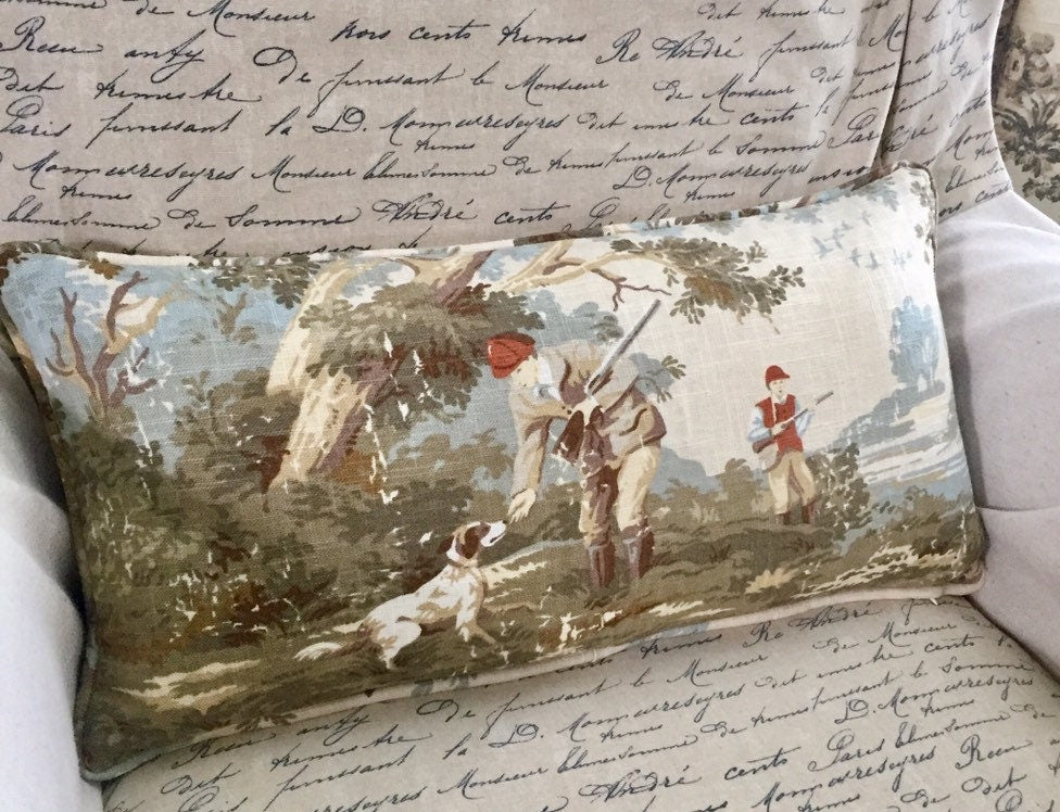 Hunt Scene Dog Toile Pillow Cover