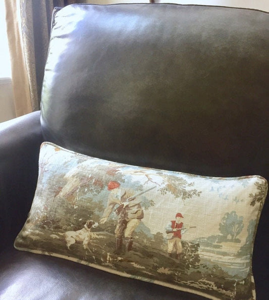 Hunt Scene Dog Toile Pillow Cover