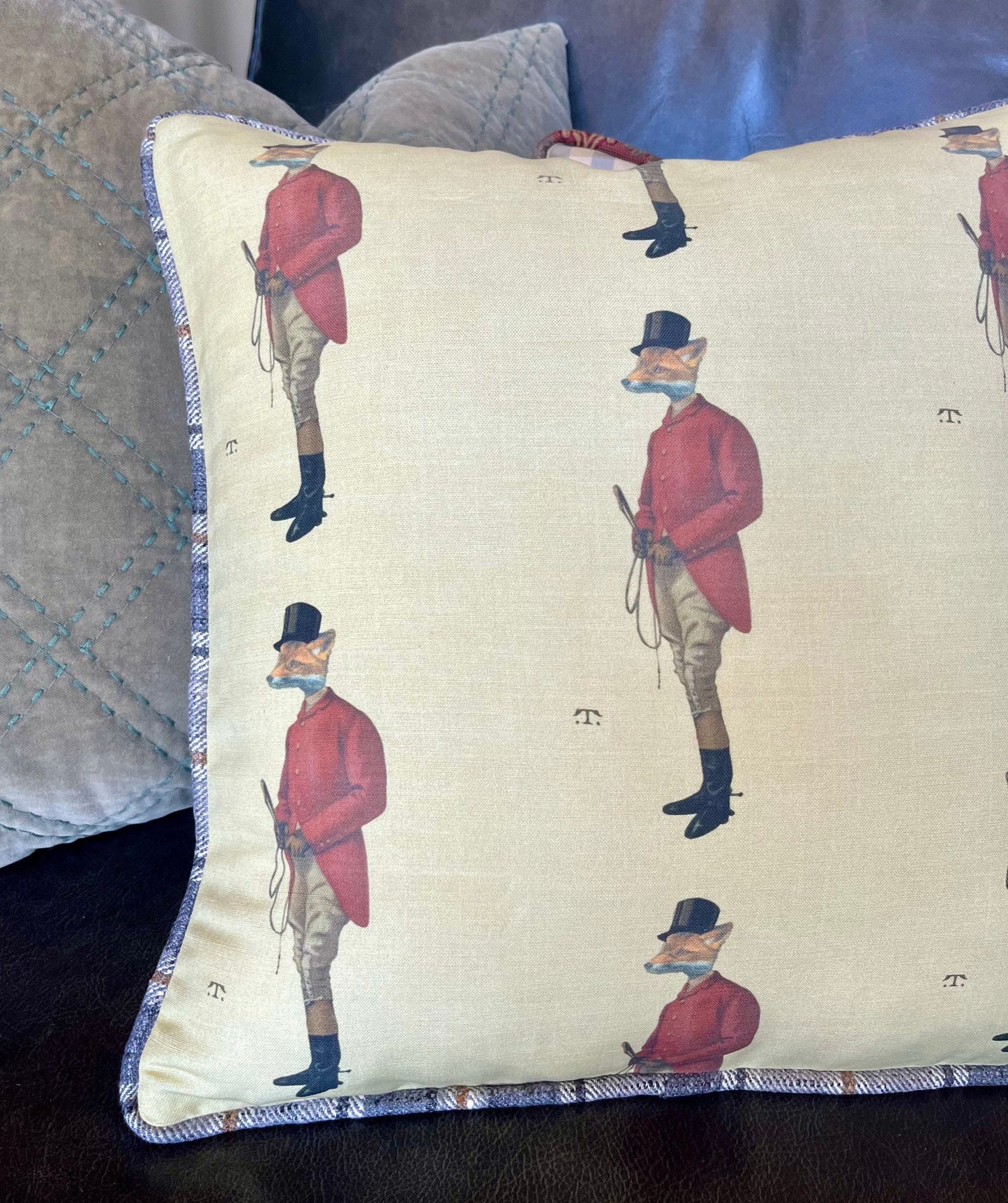 Fox Hunt Scene Pillow Cover