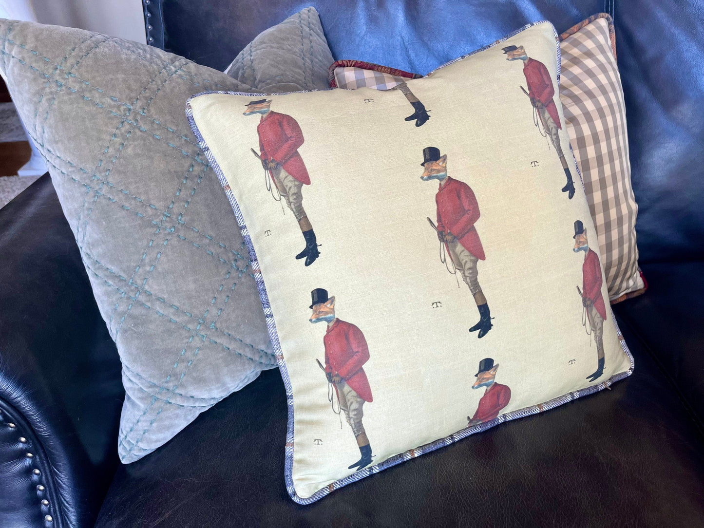 Fox Hunt Scene Pillow Cover