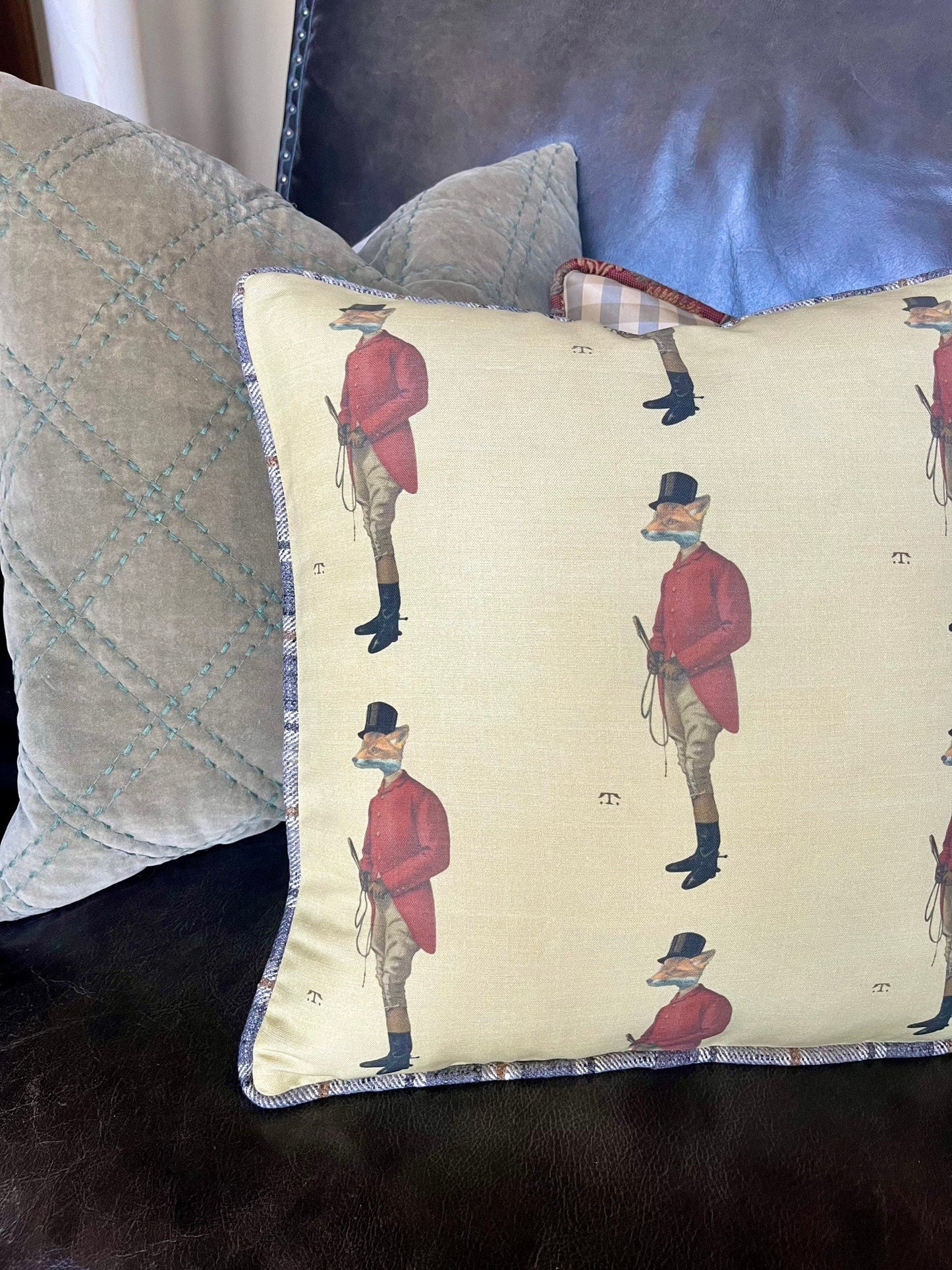 Fox Hunt Scene Pillow Cover