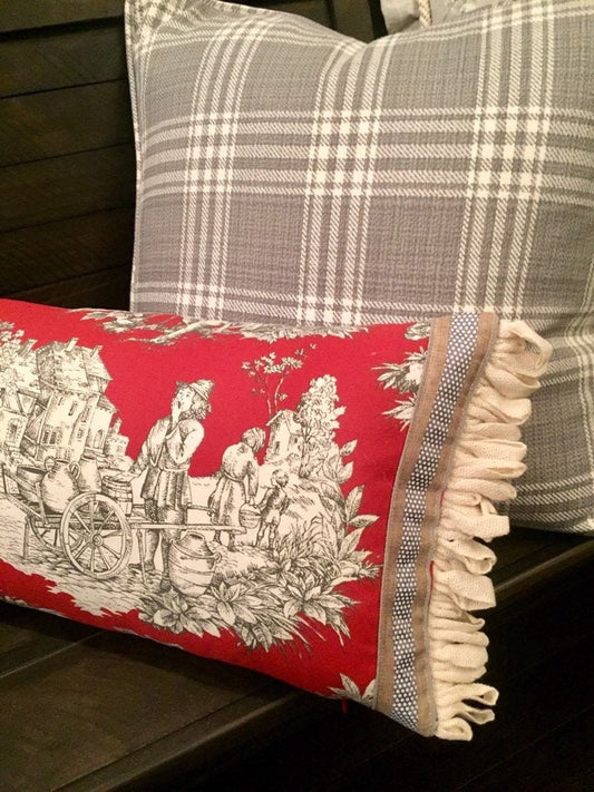 French Provincial Red Toile Pillow Cover