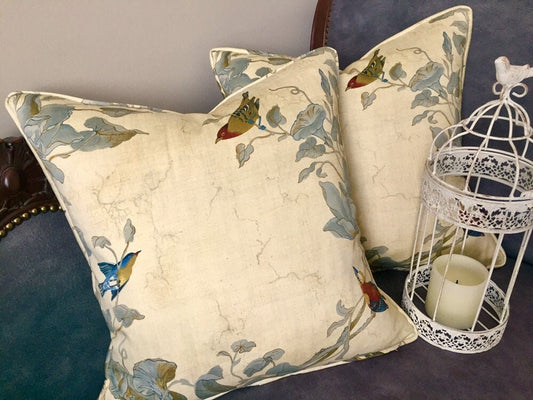 Heritage Windsong Aviary Ivory Toile Pillow Cover