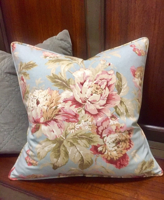 Fleuretta Mist Blue Floral Pillow Cover