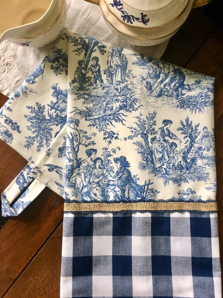 Blue Toile Tea Towel