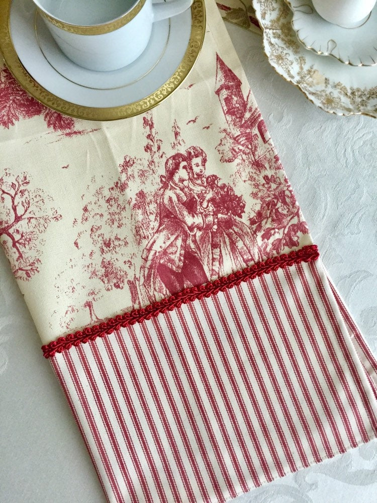 Stof Festin Red Toile Tea Towel