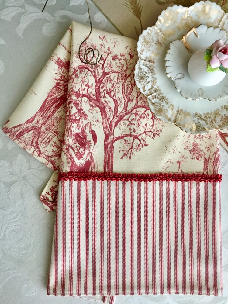 Stof Festin Red Toile Tea Towel