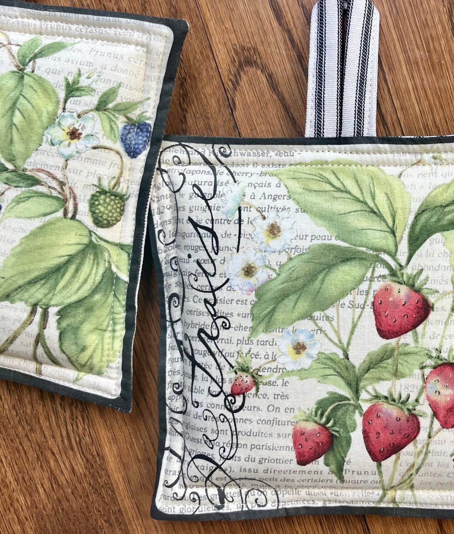 Black Fruit Toile Potholder