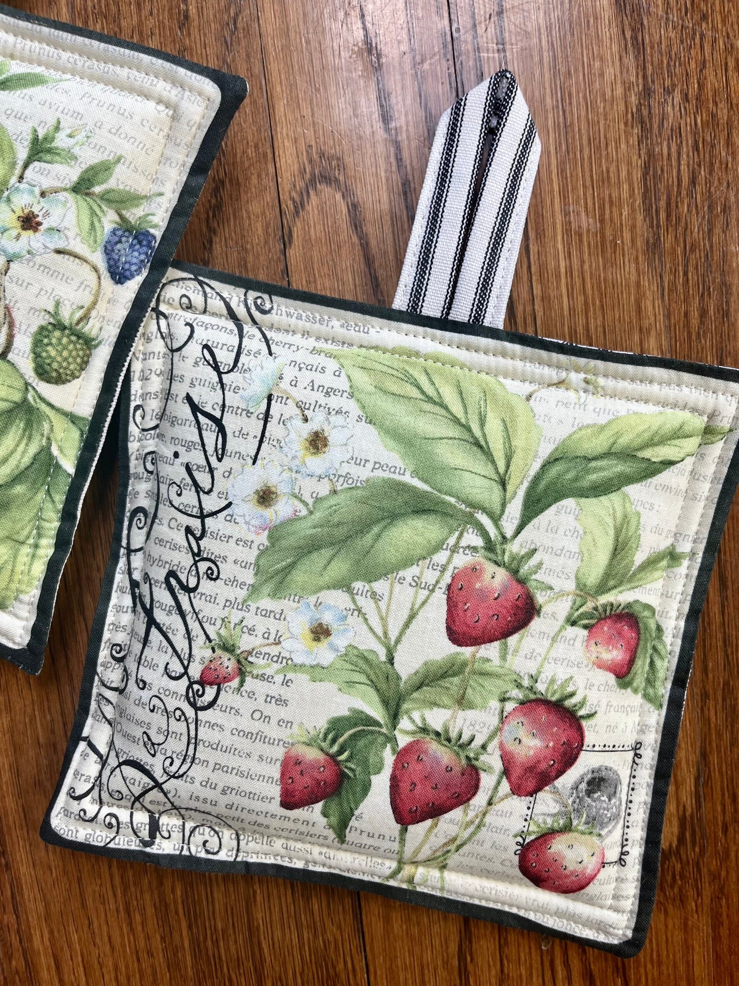 Black Fruit Toile Potholder