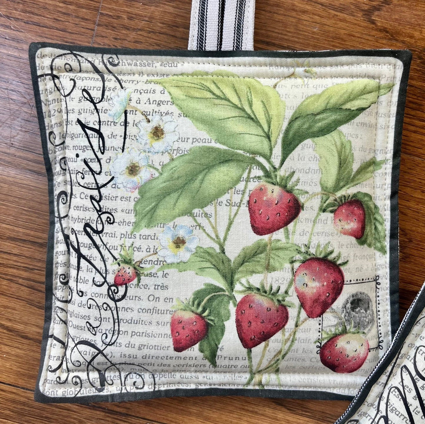 Black Fruit Toile Potholder