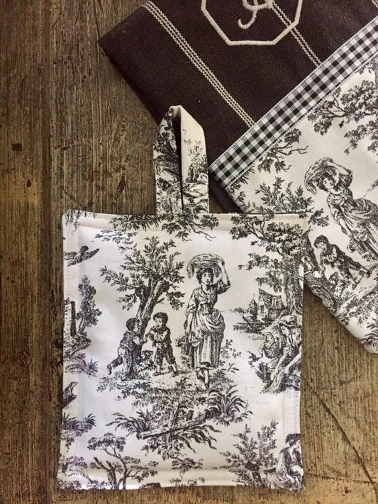 Black Toile Potholder