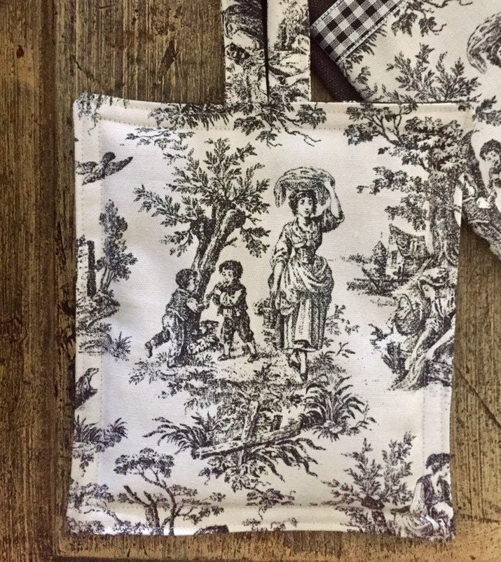 Black Toile Potholder