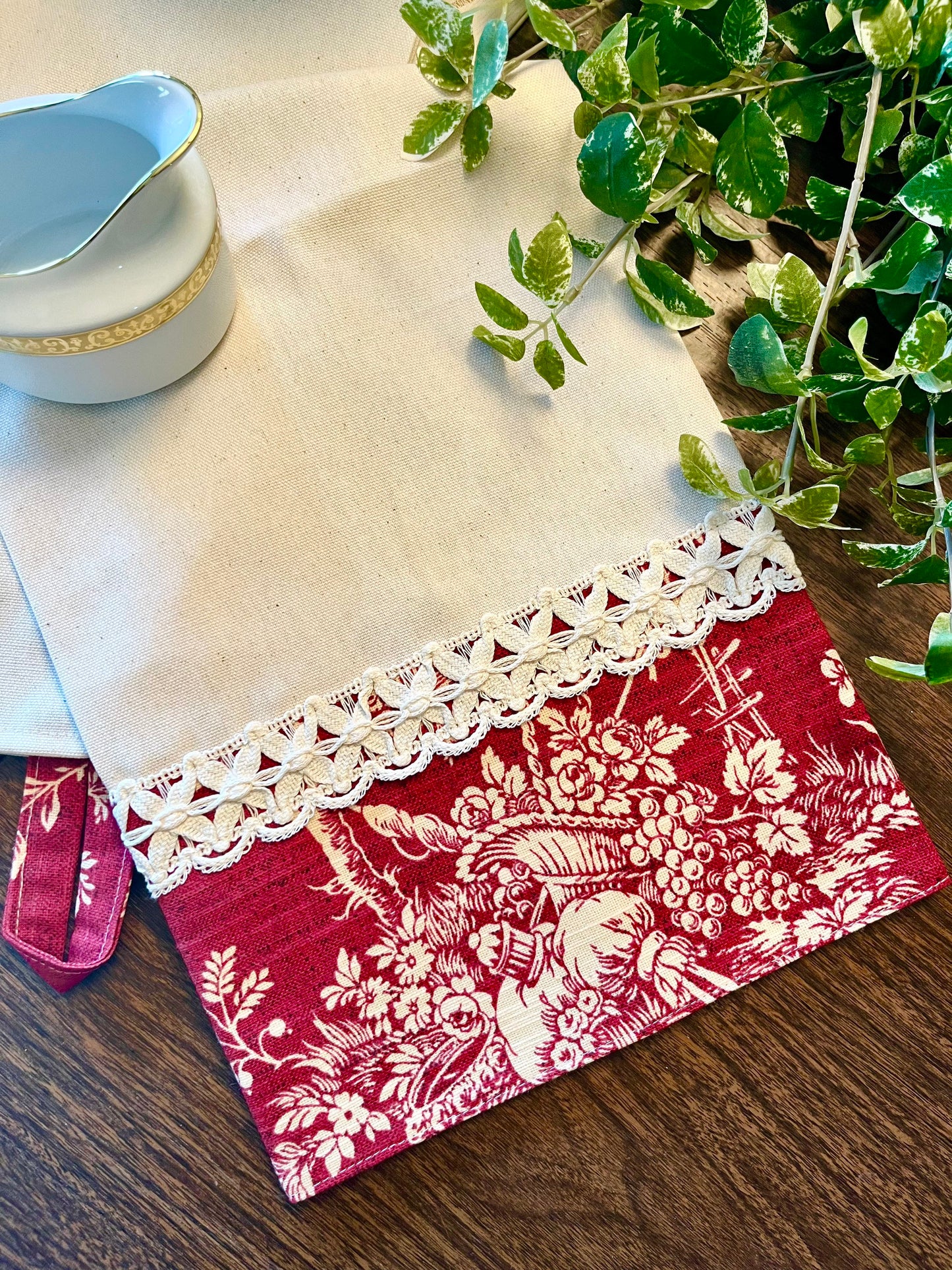 Waverly Red Floral Tea Towel