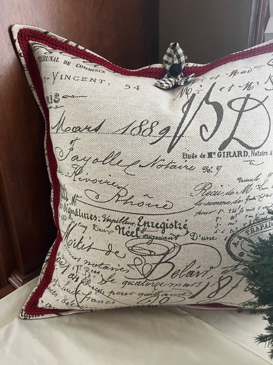 French Script Pillow Cover