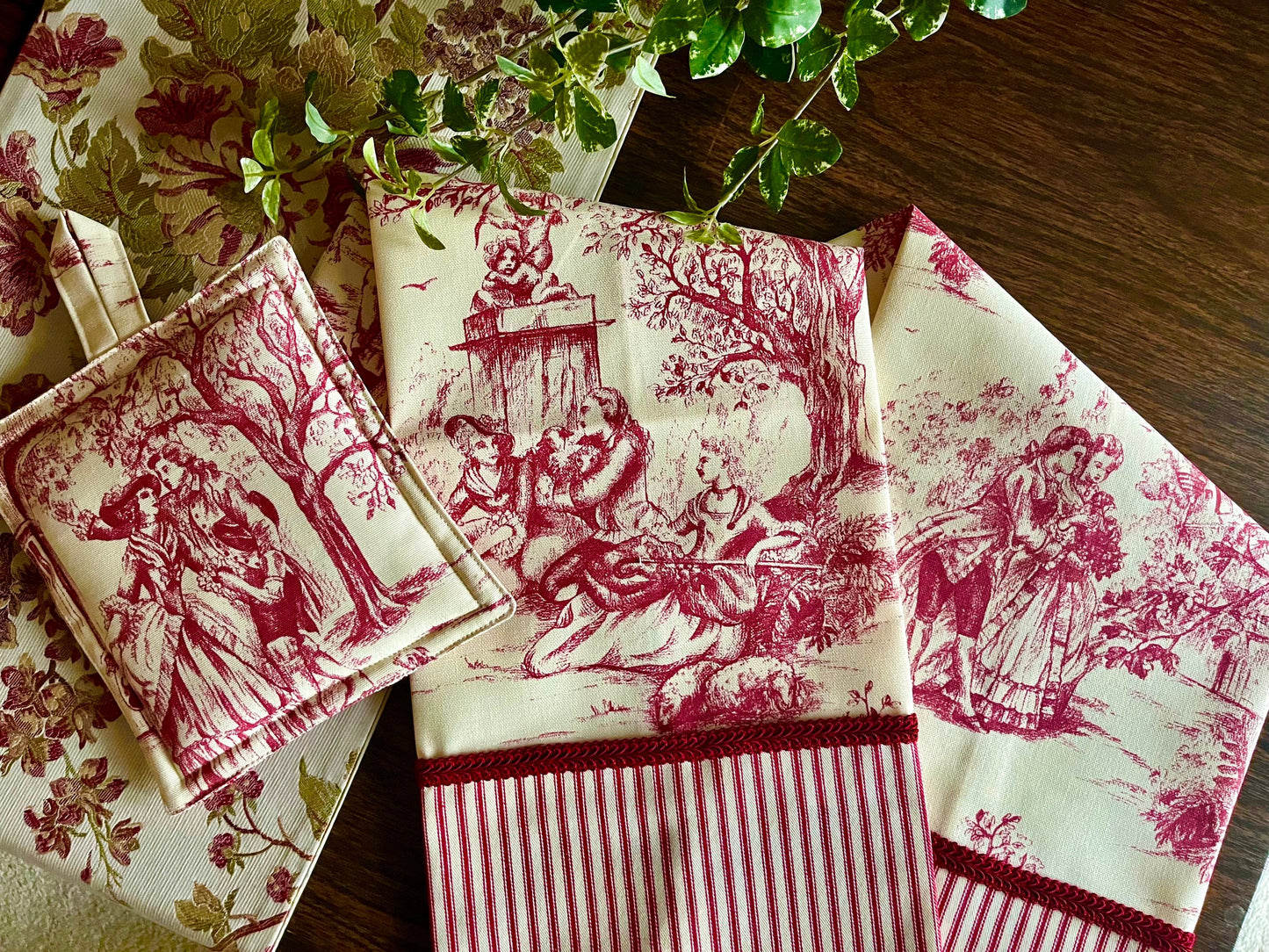 Stof Festin Red Toile Tea Towel