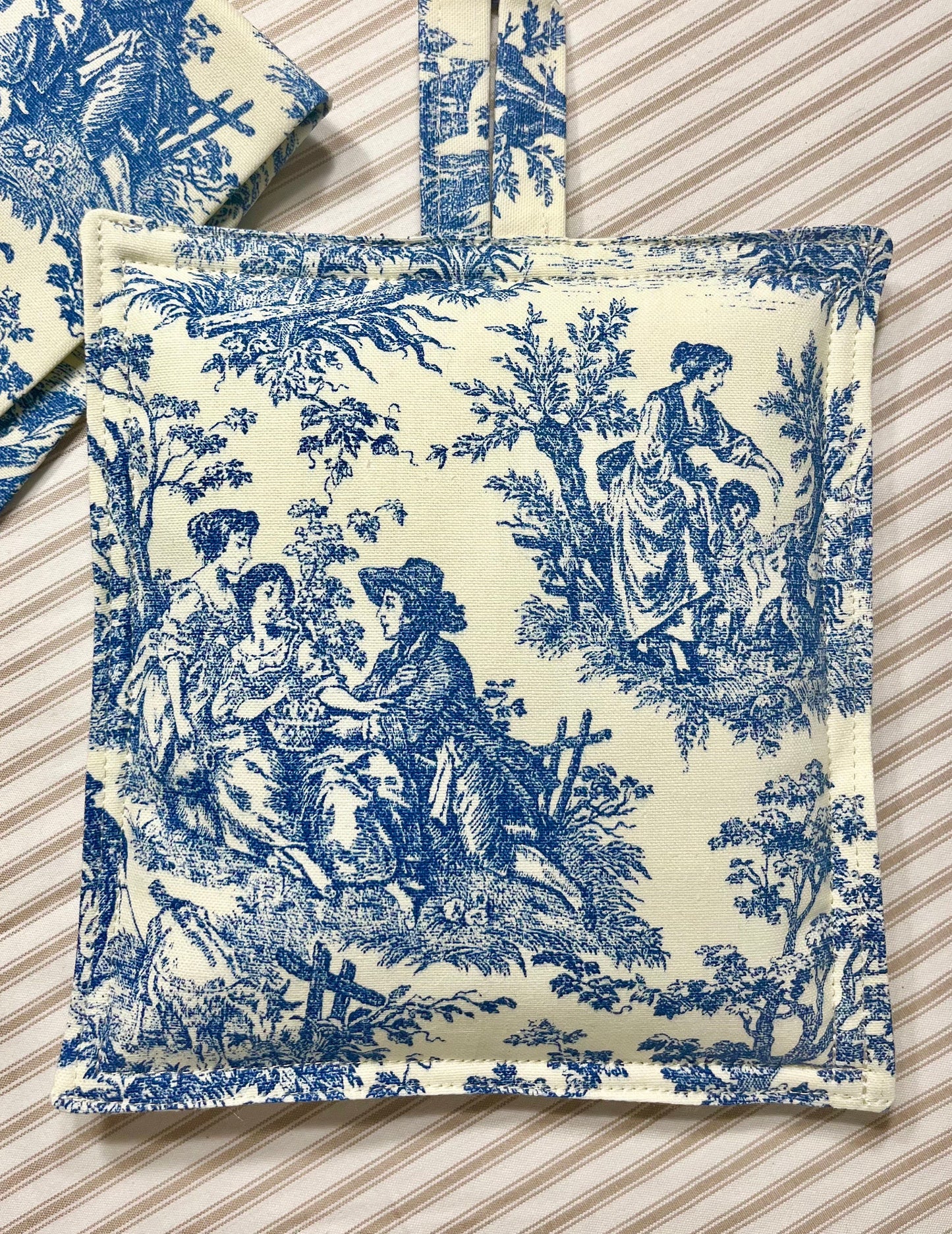 Blue Cream Toile Potholder